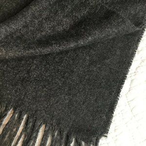 Cashmaire Gray Acrylic Fringe Scarf Womens One Size